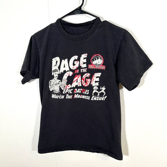 Rage In The Cage T Shirt Unisex Size Small Faded Vintage Funky Casual Rochester - Picture 1 of 5